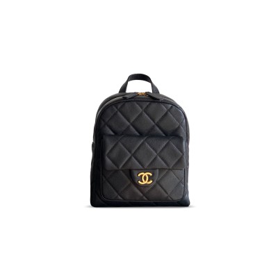 CHANEL 25K BLACK BACKPACK AS5793 (22.5*22*8.5cm)